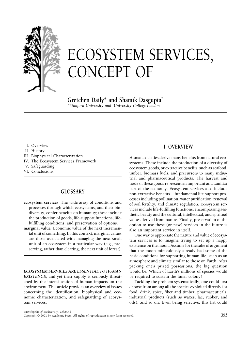 Ecosystem Services, Concept Of