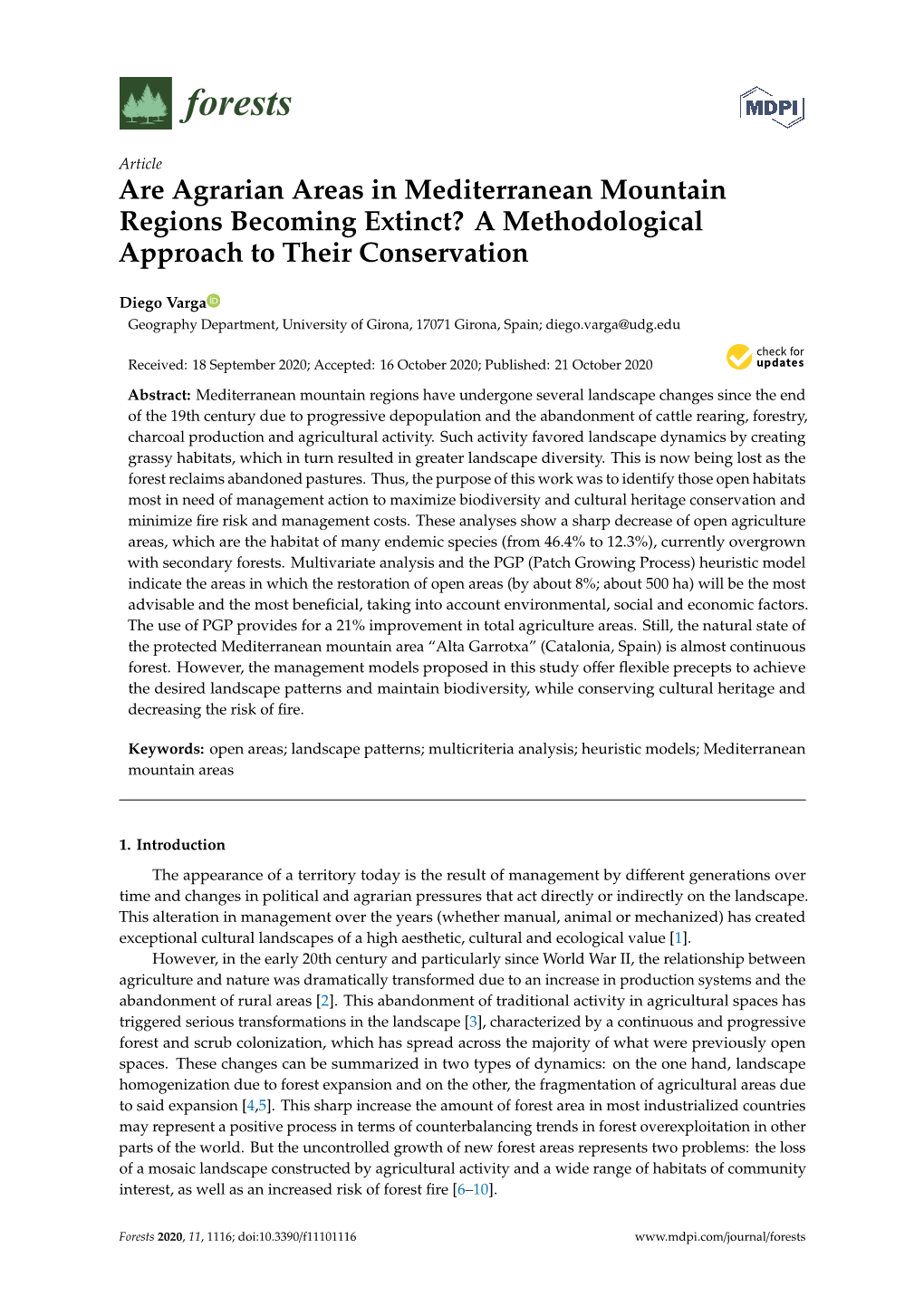 Are Agrarian Areas in Mediterranean Mountain Regions Becoming Extinct? a Methodological Approach to Their Conservation