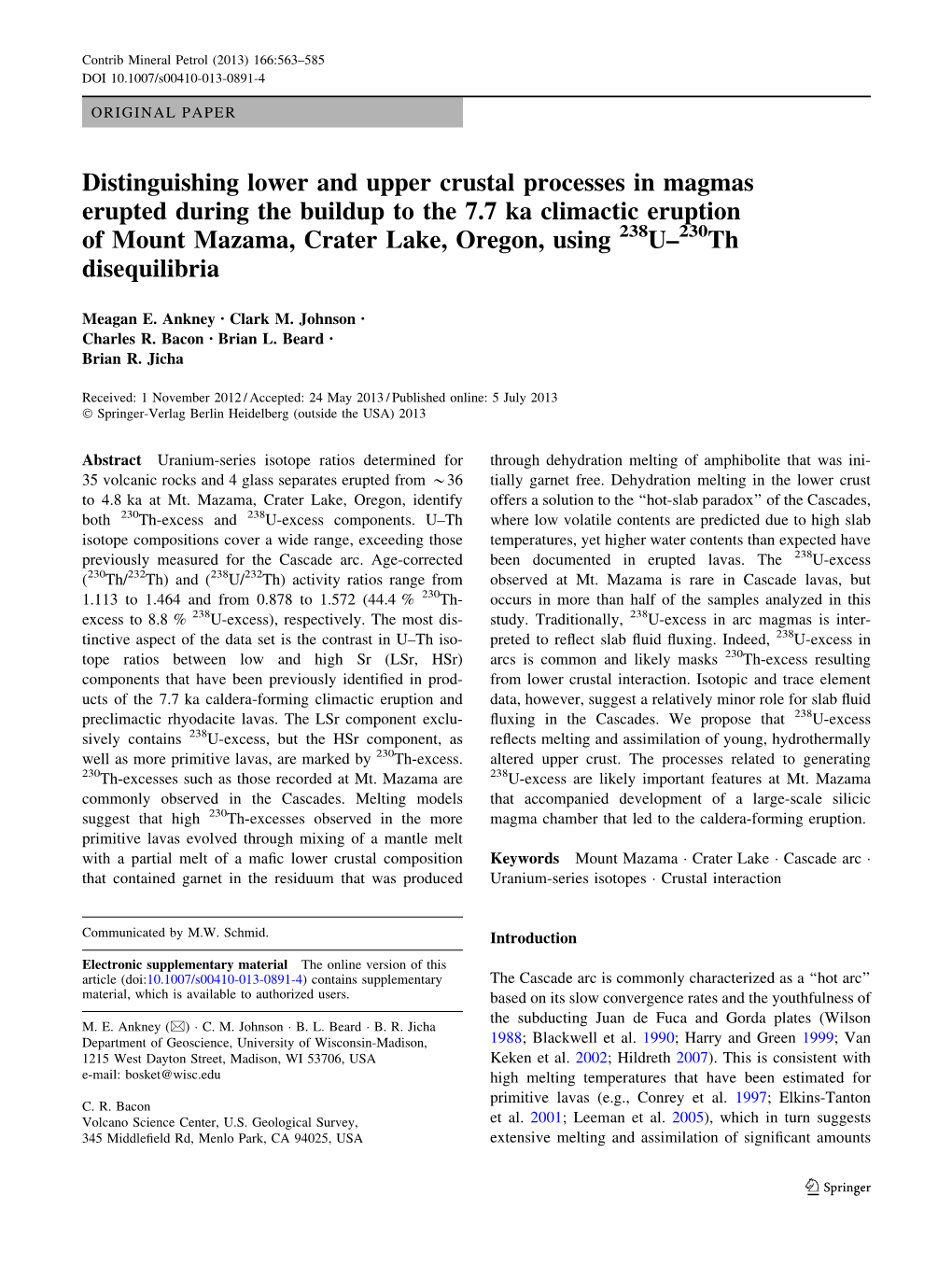 Distinguishing Lower and Upper Crustal Processes in Magmas Erupted