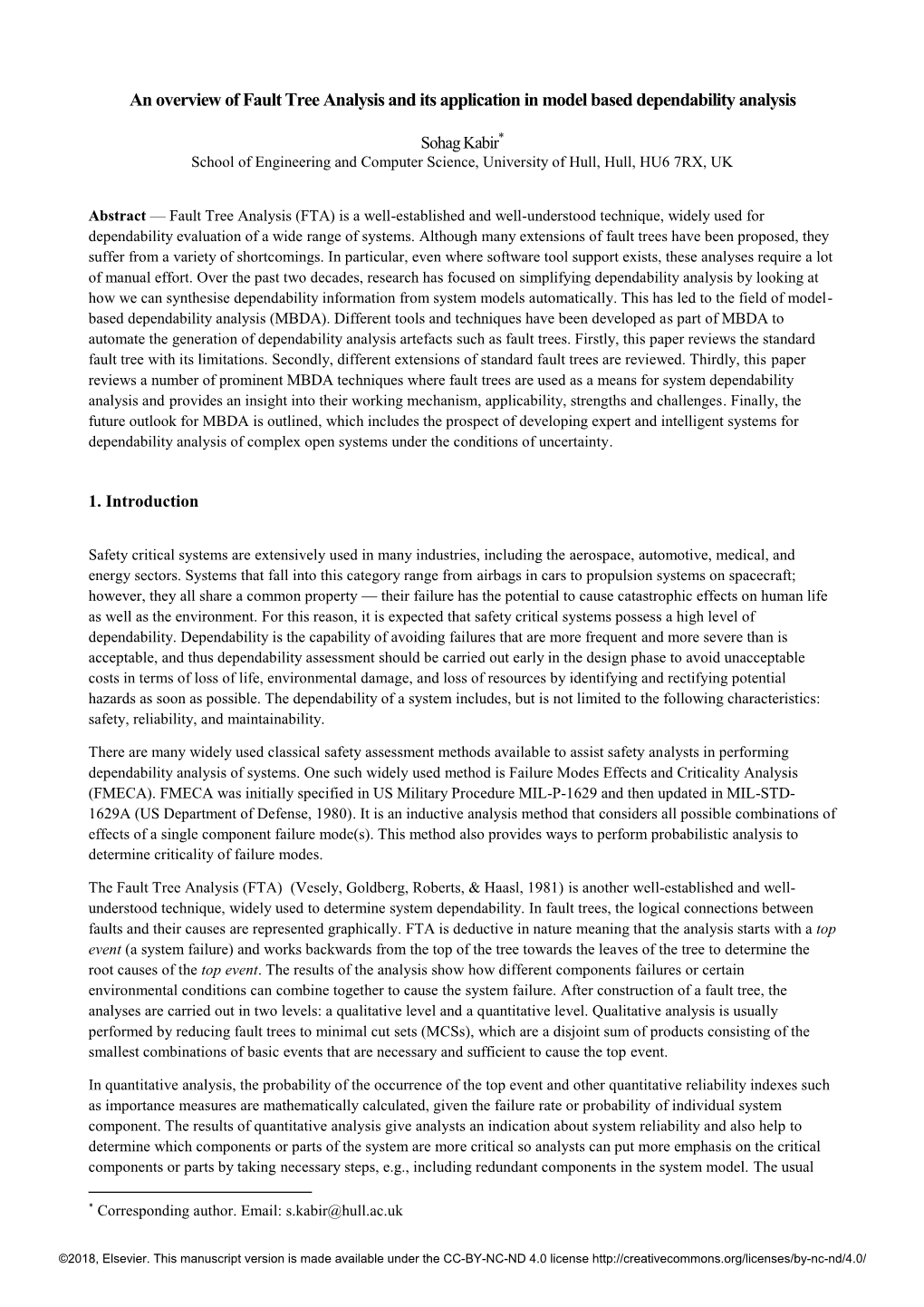 An Overview of Fault Tree Analysis and Its Application in Model Based Dependability Analysis