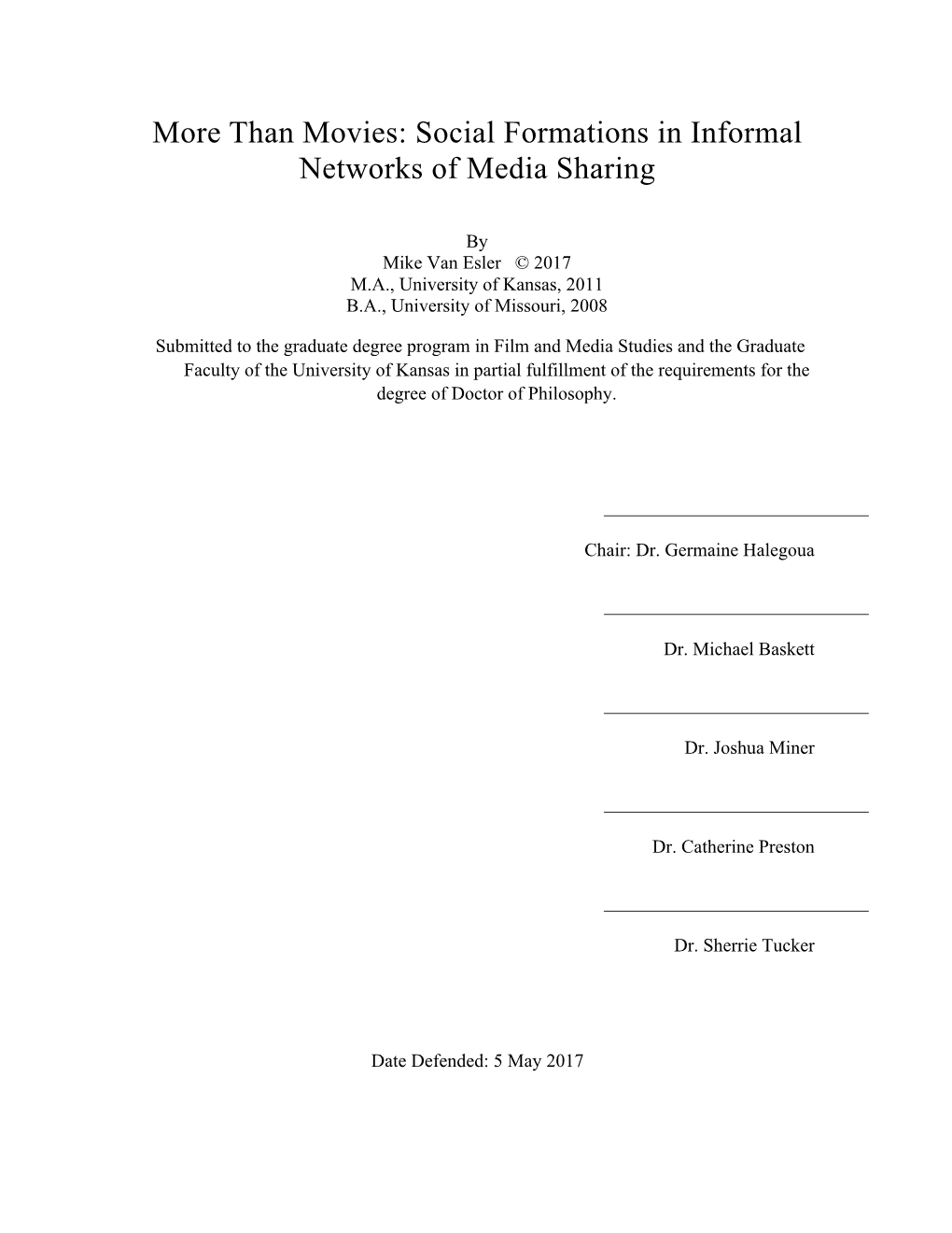 Than Movies: Social Formations in Informal Networks of Media Sharing