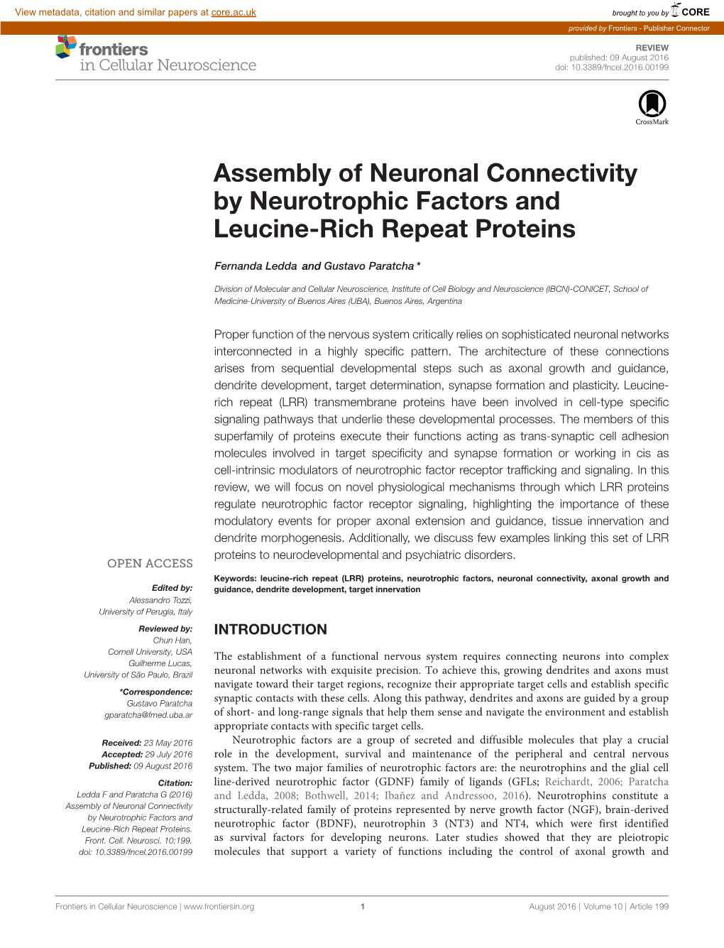 Assembly of Neuronal Connectivity by Neurotrophic Factors and Leucine-Rich Repeat Proteins
