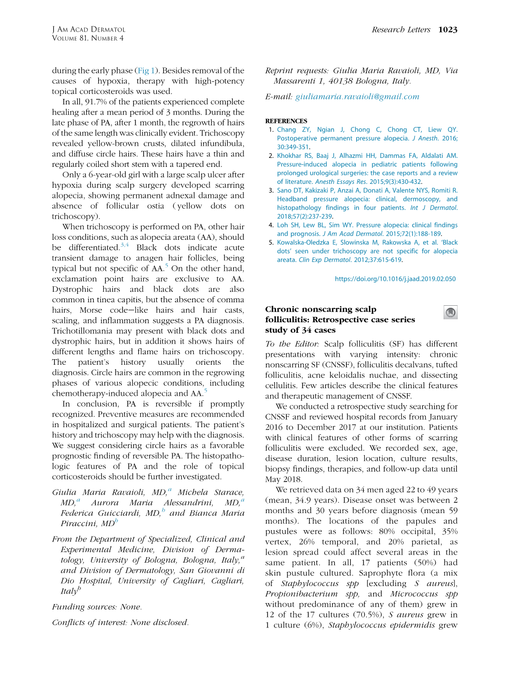 Chronic Nonscarring Scalp Folliculitis: Retrospective Case Series Study Of