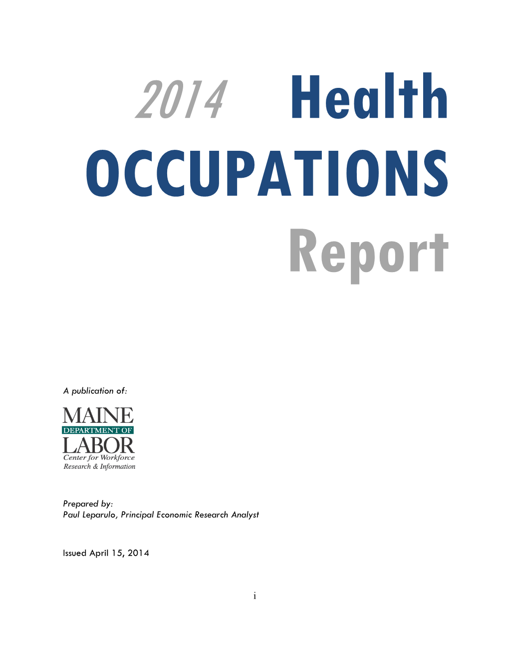 2014 Health Occupations Report