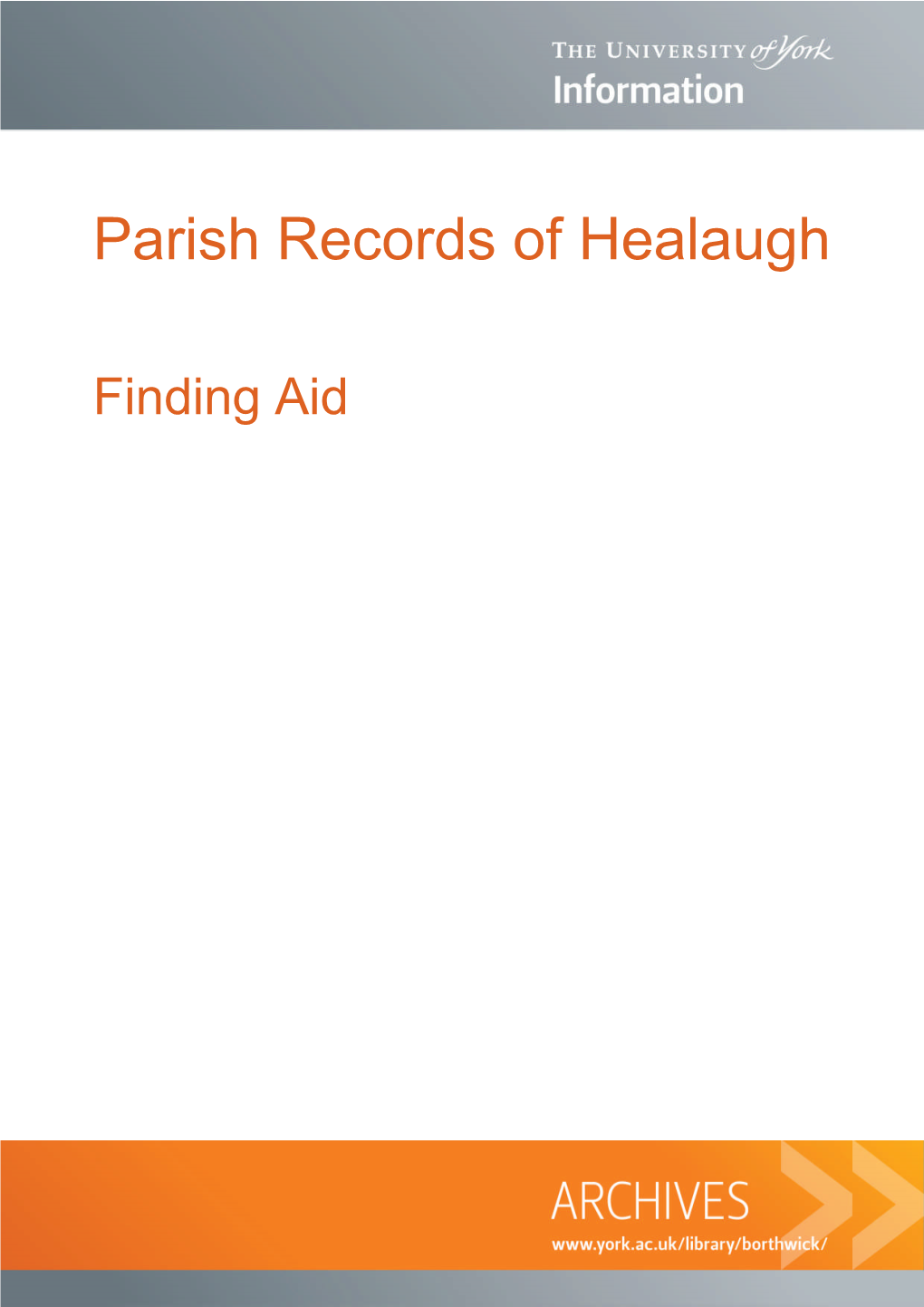 Parish Records of Healaugh