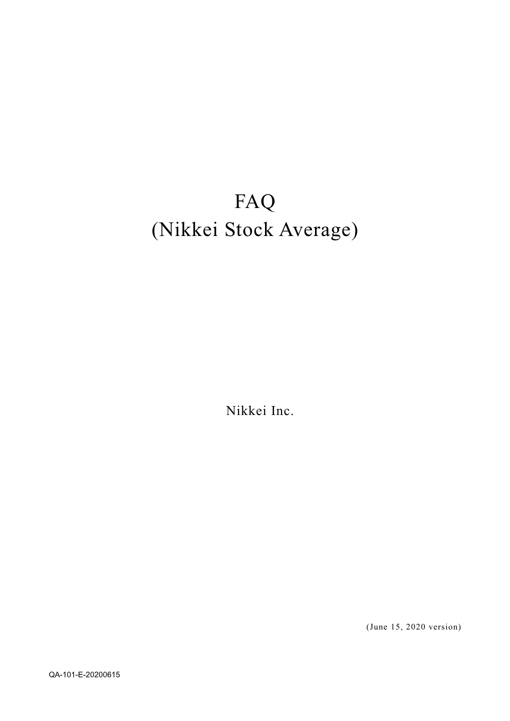 FAQ (Nikkei Stock Average)