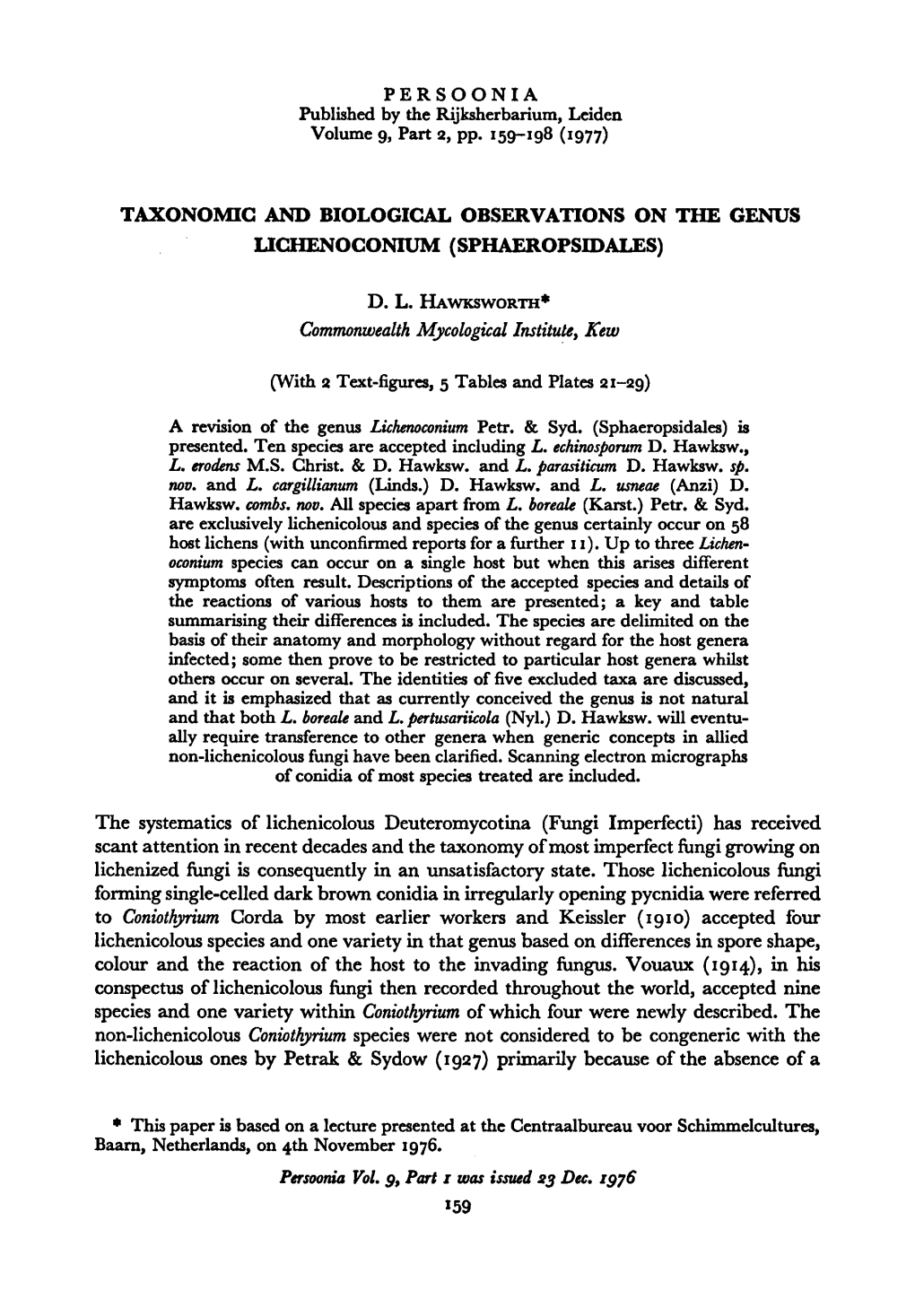 Lichenoconium (Sphaeropsidales)