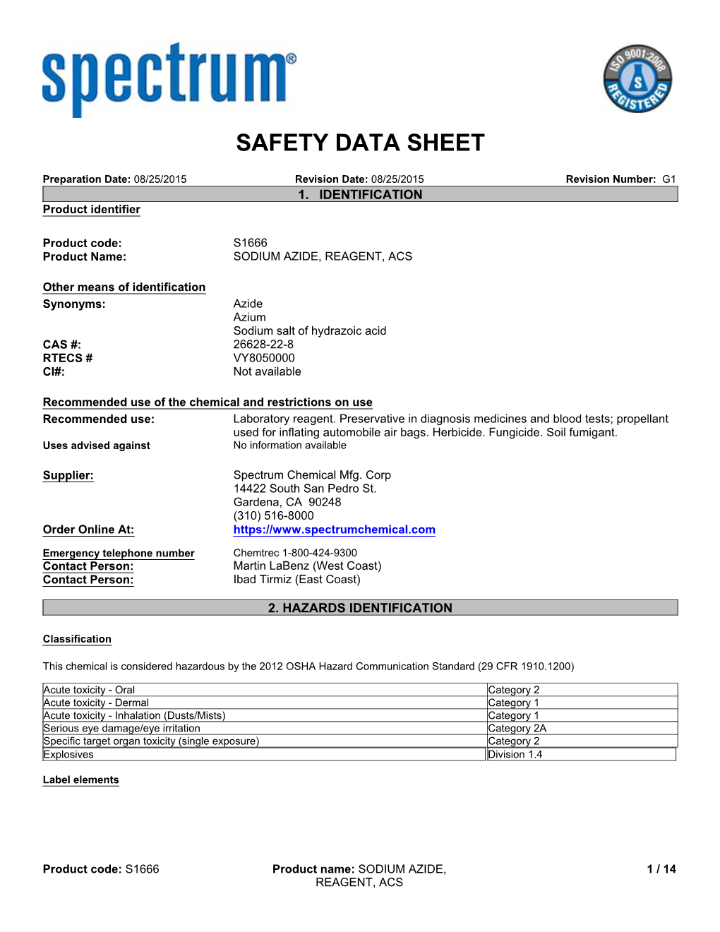 SDS Contains All of the Information Required by the CPR