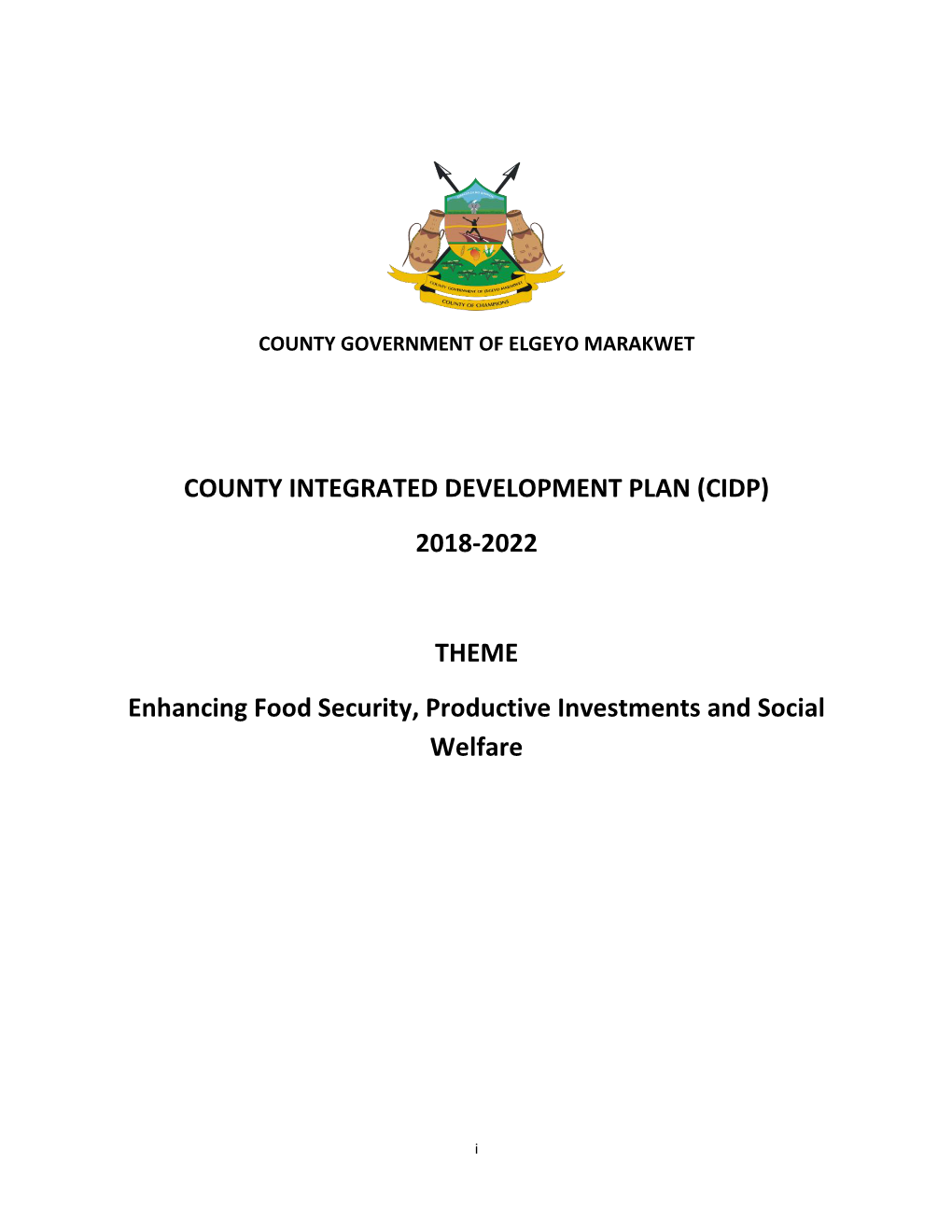 Elgeyo Marakwet County Integrated Development Plan 2018-2022.Pdf