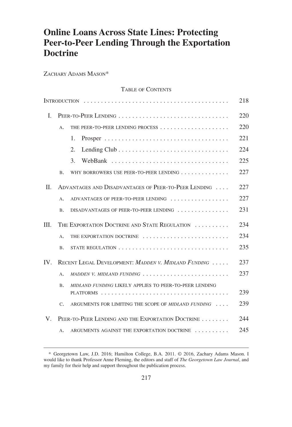 Online Loans Across State Lines: Protecting Peer-To-Peer Lending Through the Exportation Doctrine