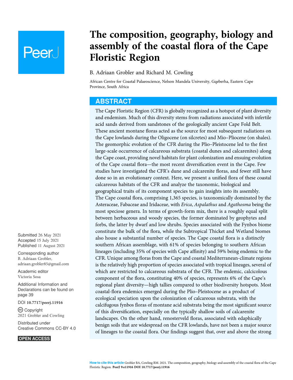 The Composition, Geography, Biology and Assembly of the Coastal Flora Of