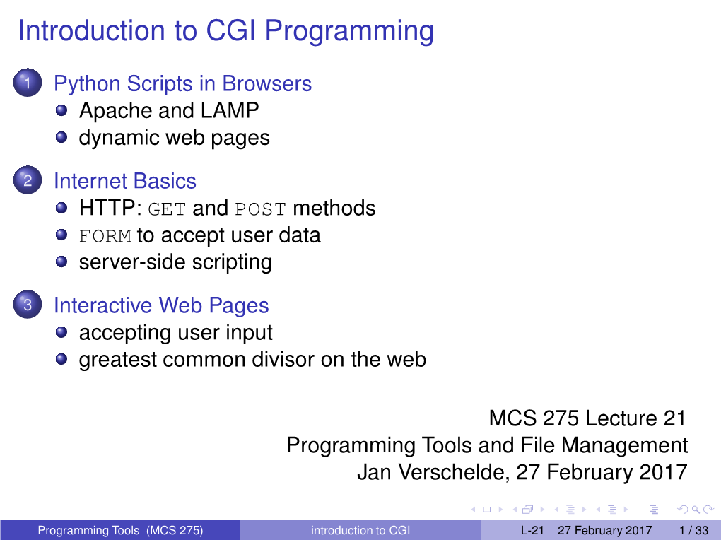 Introduction to CGI Programming