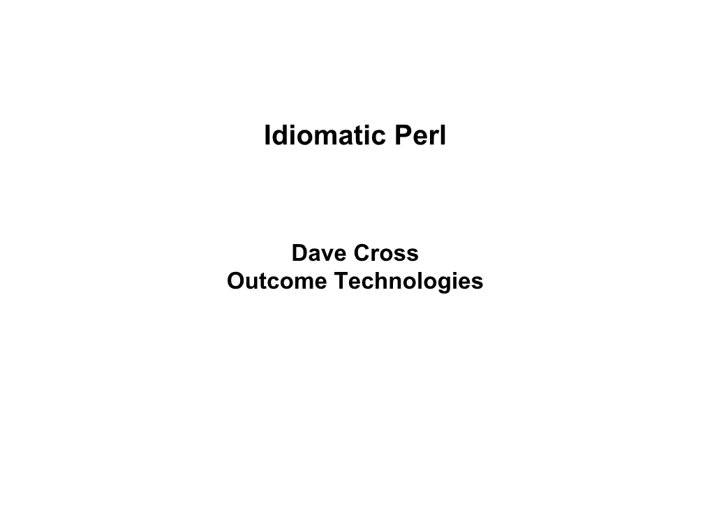 Idiomatic Perl