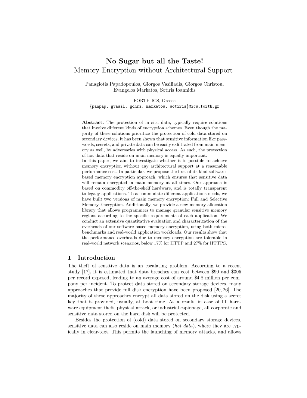 No Sugar but All the Taste! Memory Encryption Without Architectural Support