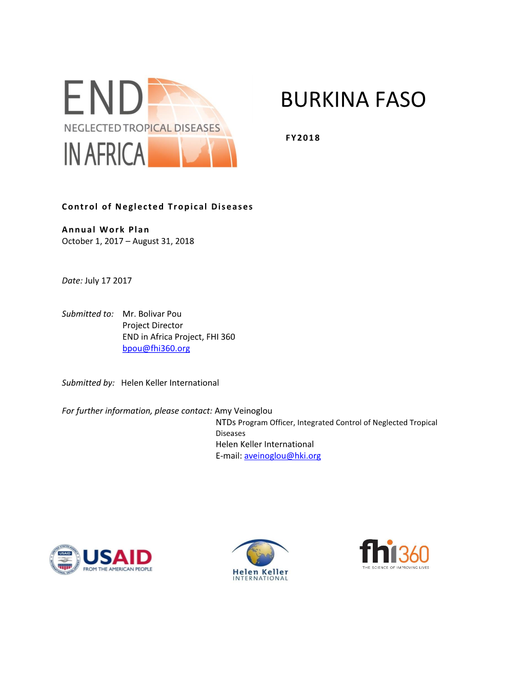 Burkina Faso Work Plan FY2018