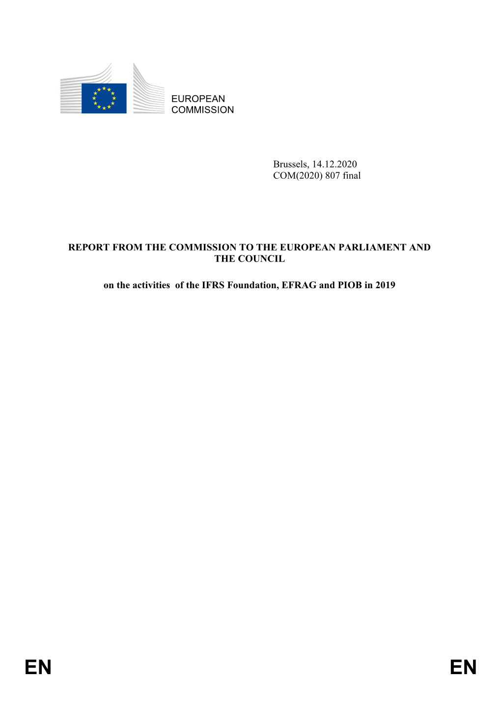 Report from EC to EP and Council on the Activities of IFRSF, EFRAG And