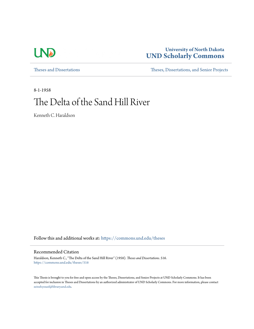 The Delta of the Sand Hill River