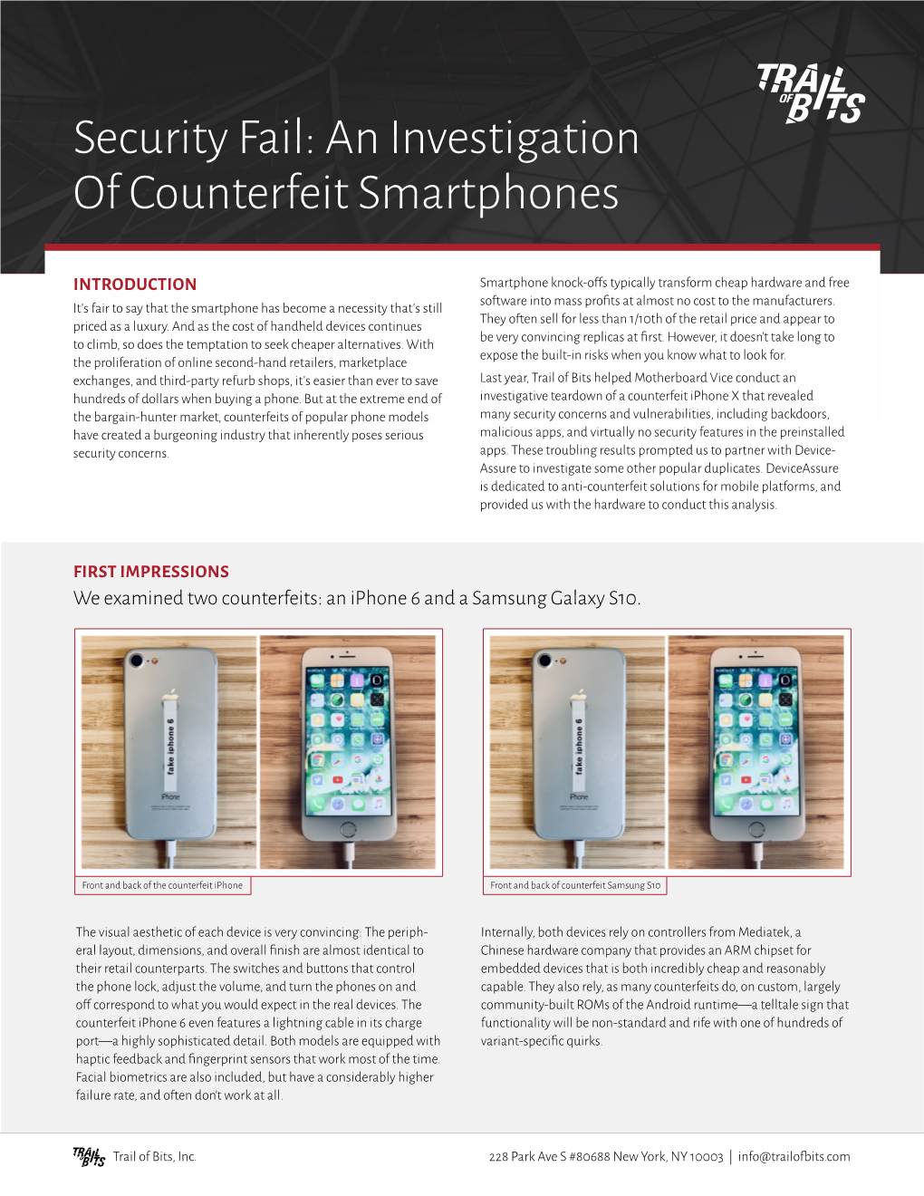 Security Fail: an Investigation of Counterfeit Smartphones