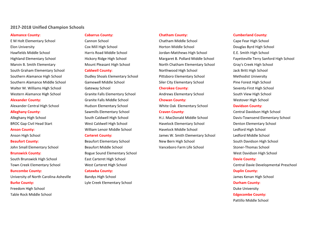 2017-2018 Unified Champion Schools