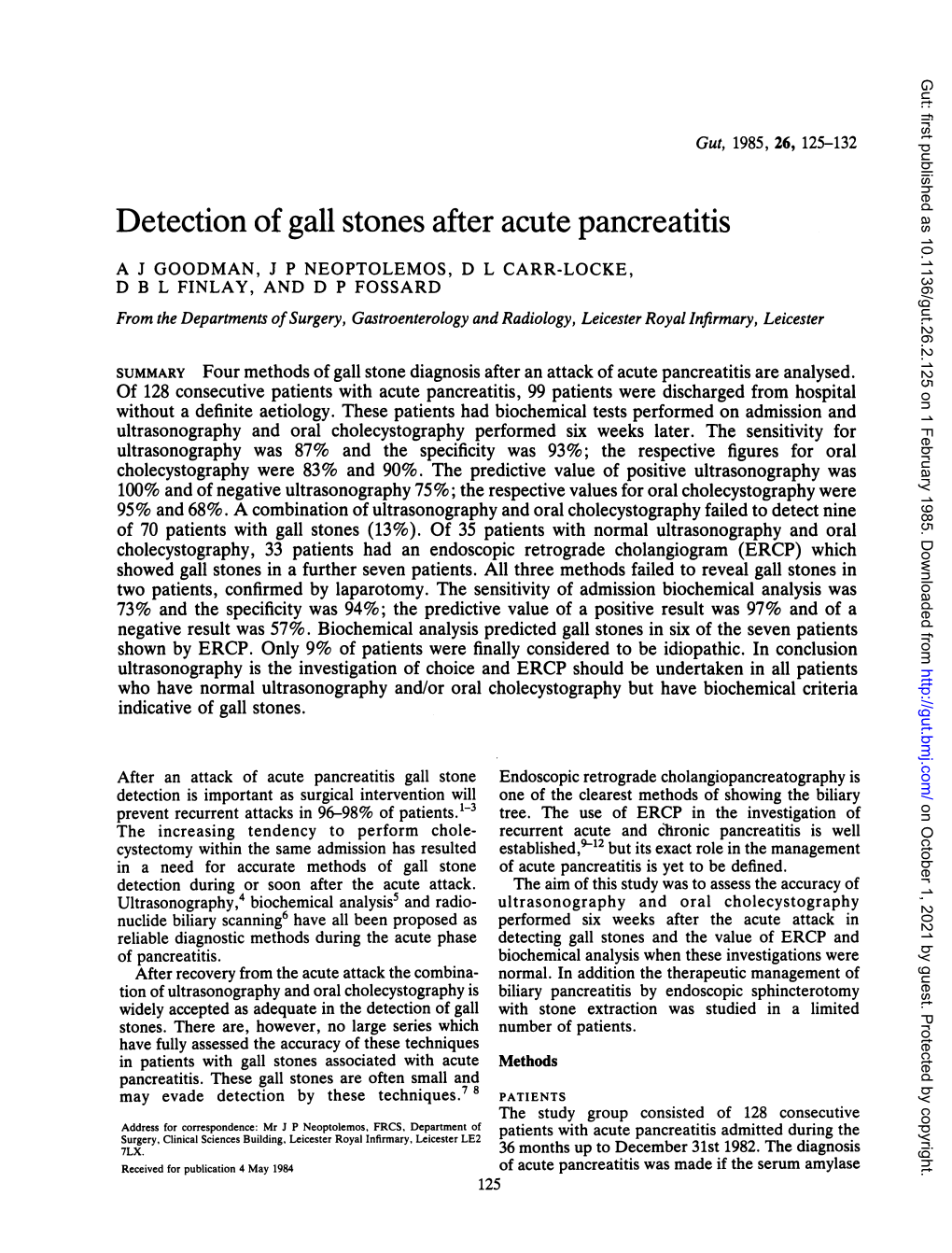 Detection of Gall Stones After Acute Pancreatitis