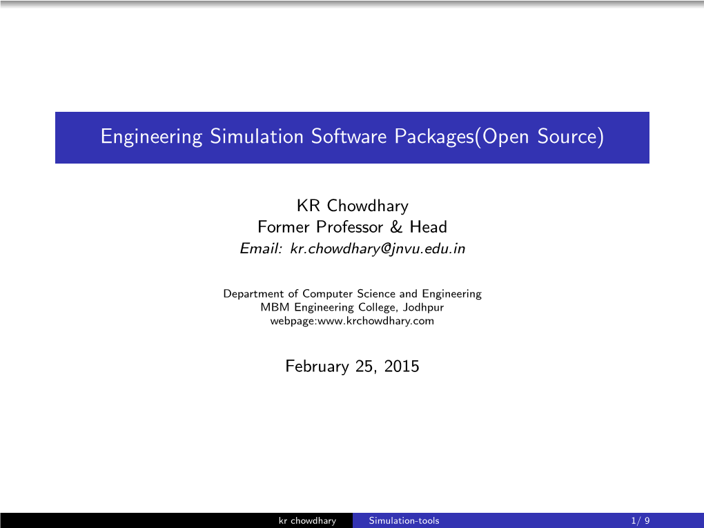 Engineering Simulation Software Packages(Open Source)