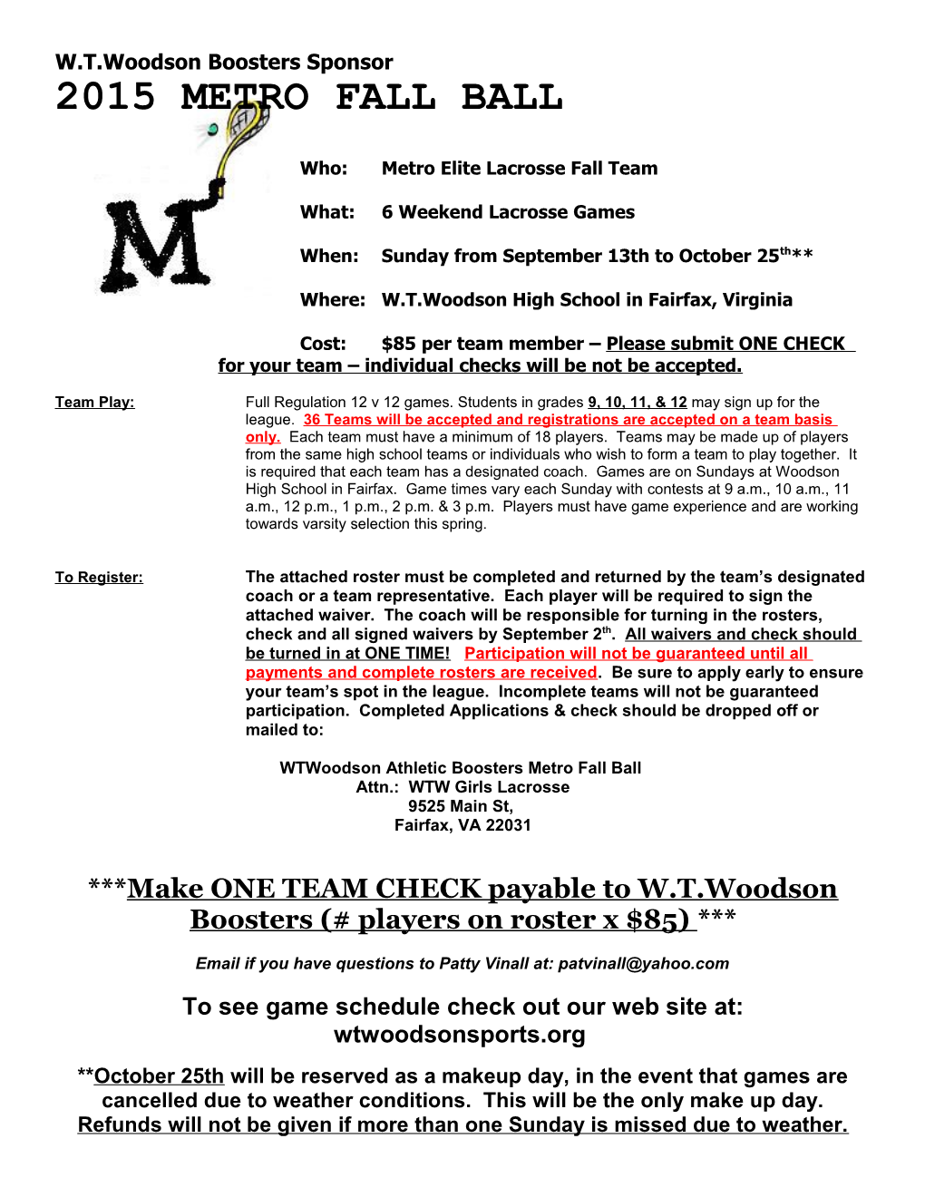 W.T.Woodson Boosters Sponsor