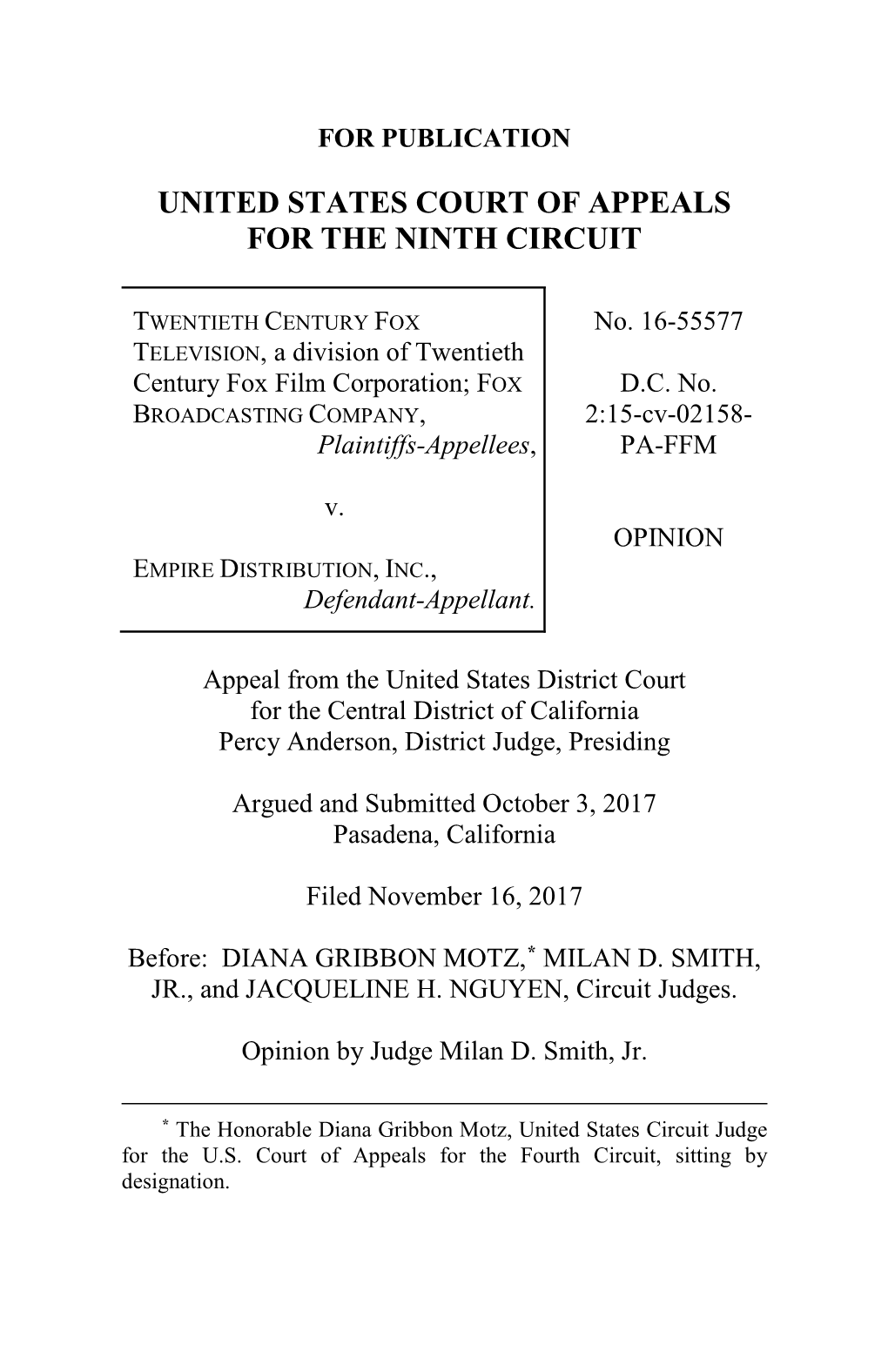 Twentieth Century Fox V. Empire Distribution