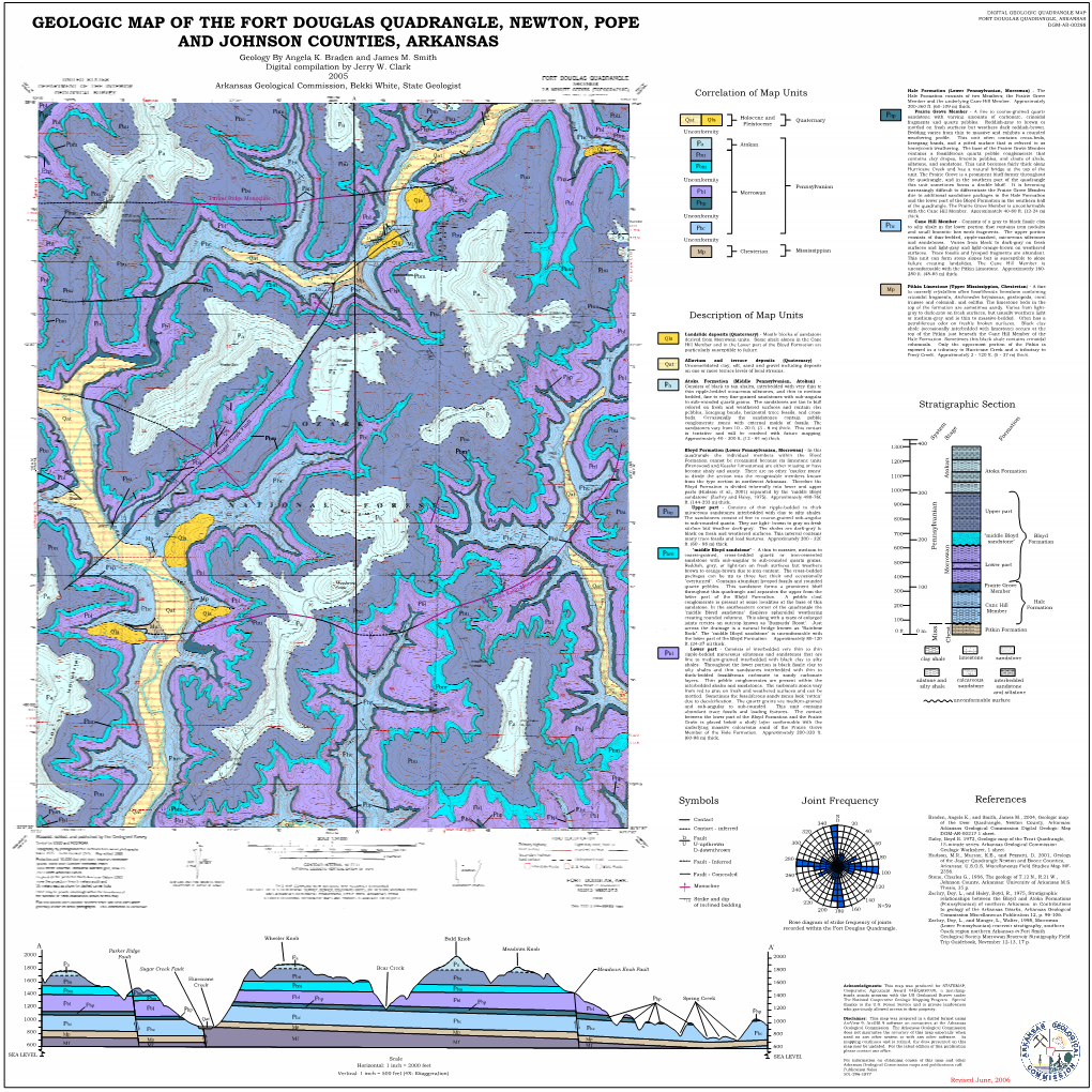 FORT DOUGLAS QUADRANGLE, ARKANSAS GEOLOGIC MAP of the FORT DOUGLAS QUADRANGLE, NEWTON, POPE DGM-AR-00298 and JOHNSON COUNTIES, ARKANSAS Geology by Angela K