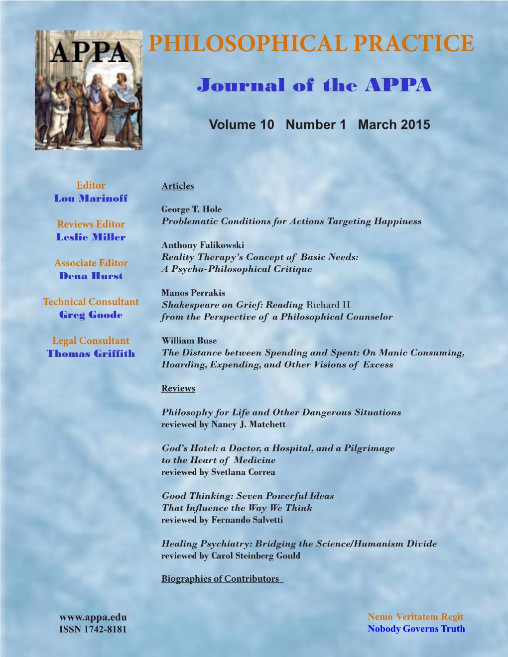 PHILOSOPHICAL PRACTICE1551 Journal of the APPA