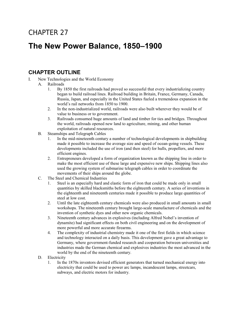 The New Power Balance, 1850 1900