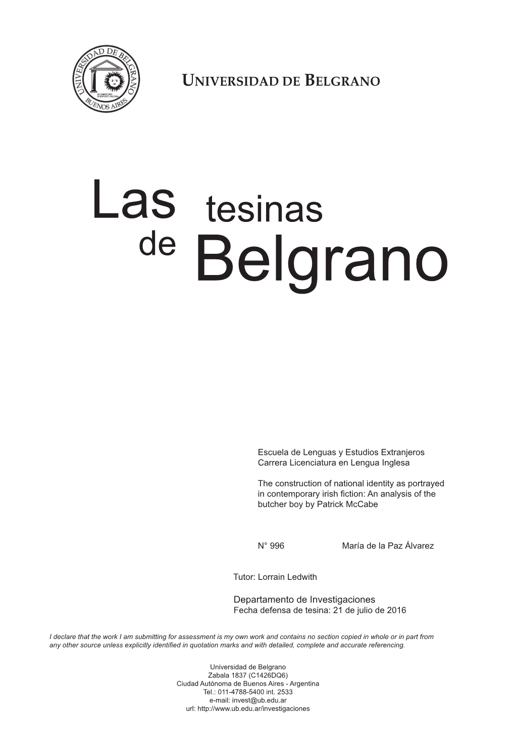 Las Tesinas De Belgrano