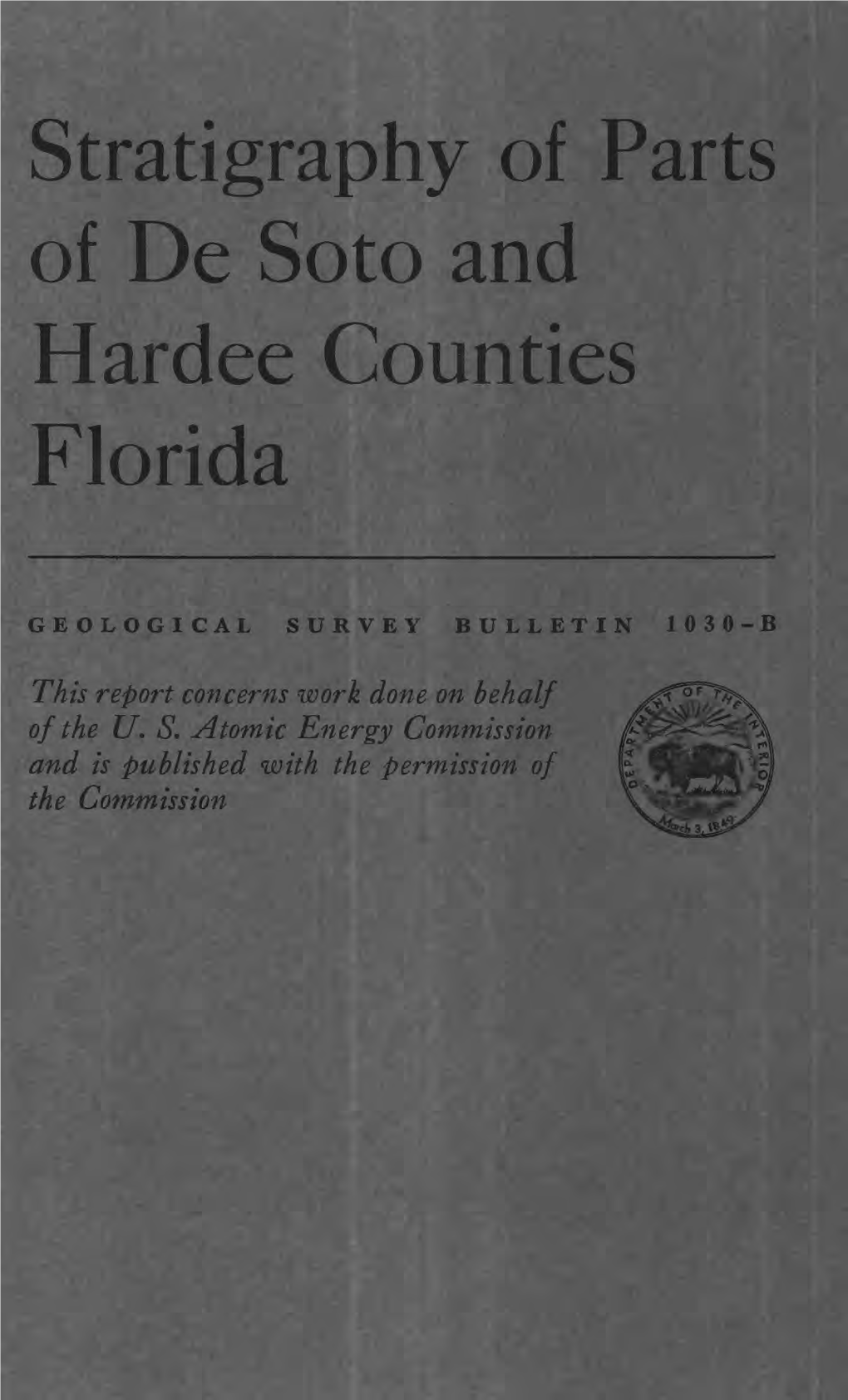 Stratigraphy of Parts of De Soto and Hardee Counties Florida