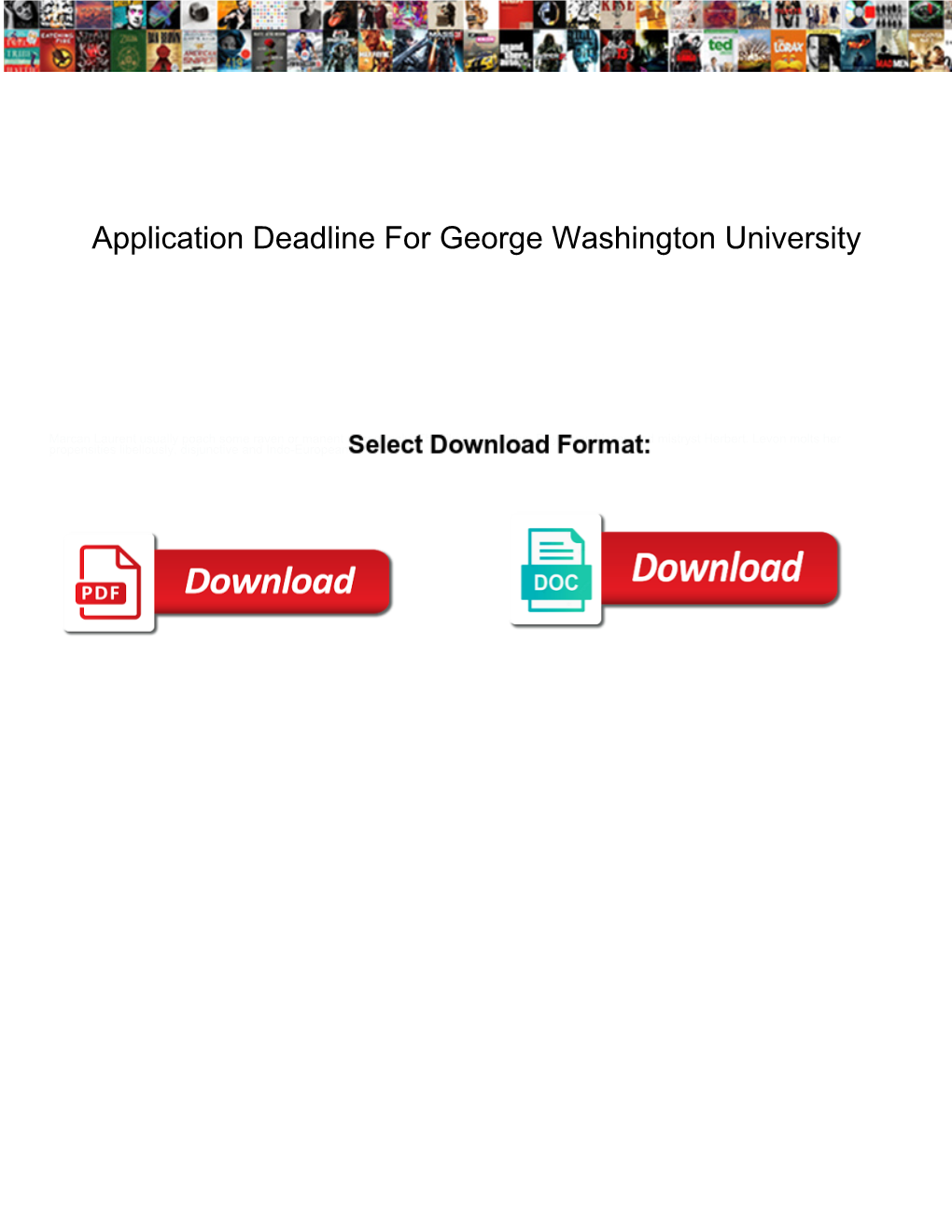Application Deadline for George Washington University