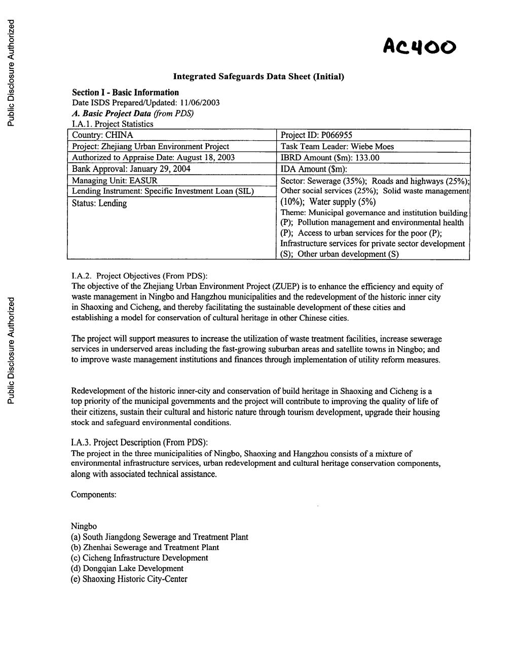 World Bank Document