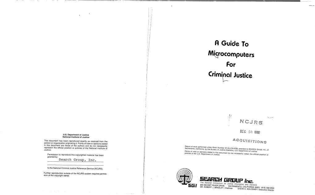 Guide to Microcomputers for Criminal Justice