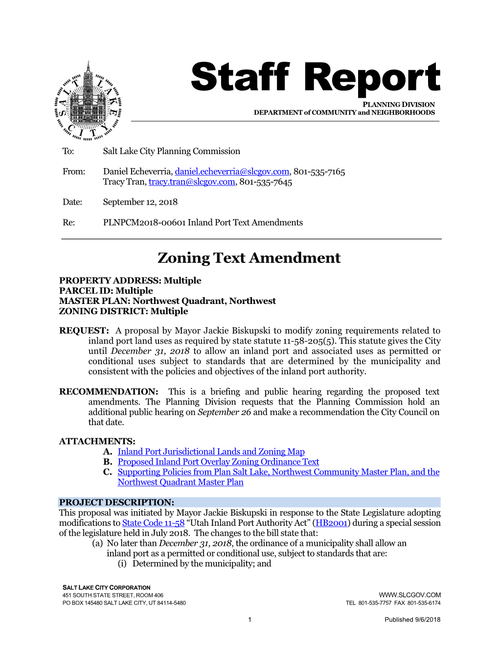 ATTACHMENT A: Inland Port Jurisdictional Lands and Zoning Map