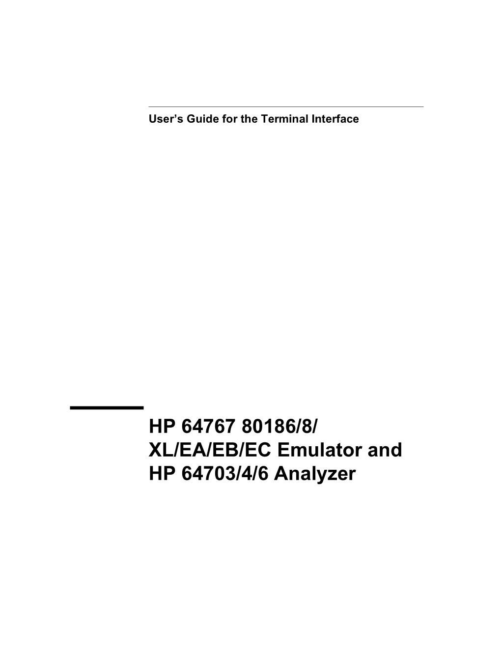 80186/8/XL/EA/EB/EC Emulator/Analyzer Terminal Interface