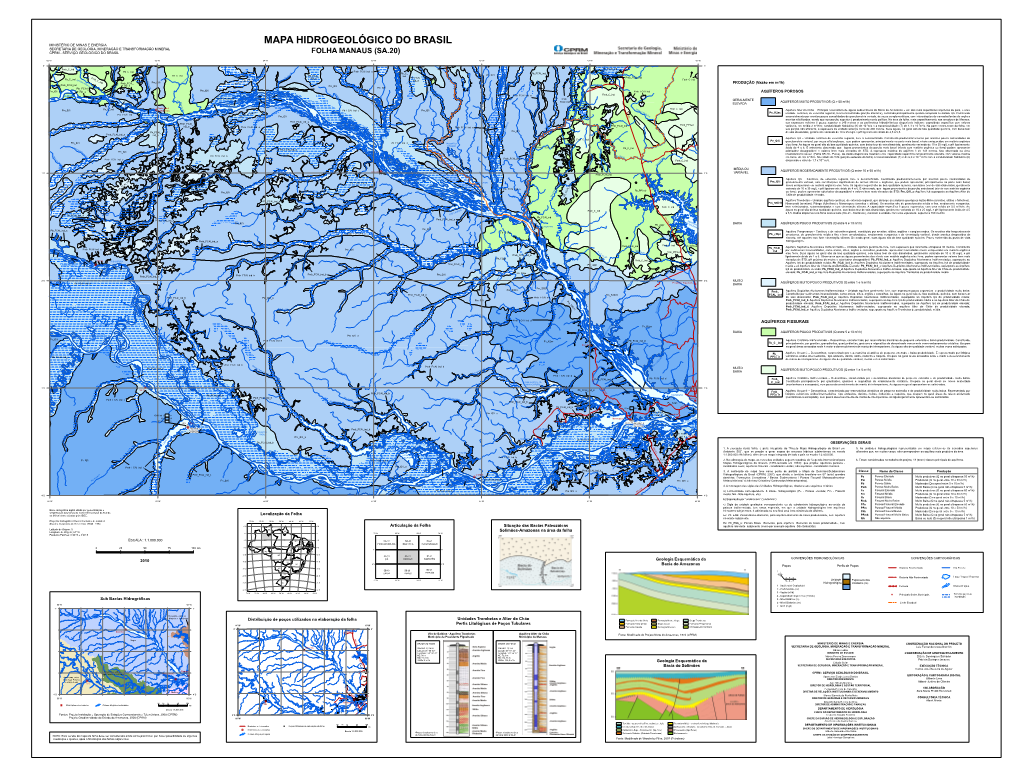 Mapa Hidrogeológico Do Brasil Secretaria De Geologia, Mineração E Transformação Mineral Cprm - Serviço Geológico Do Brasil Folha Manaus (Sa.20)