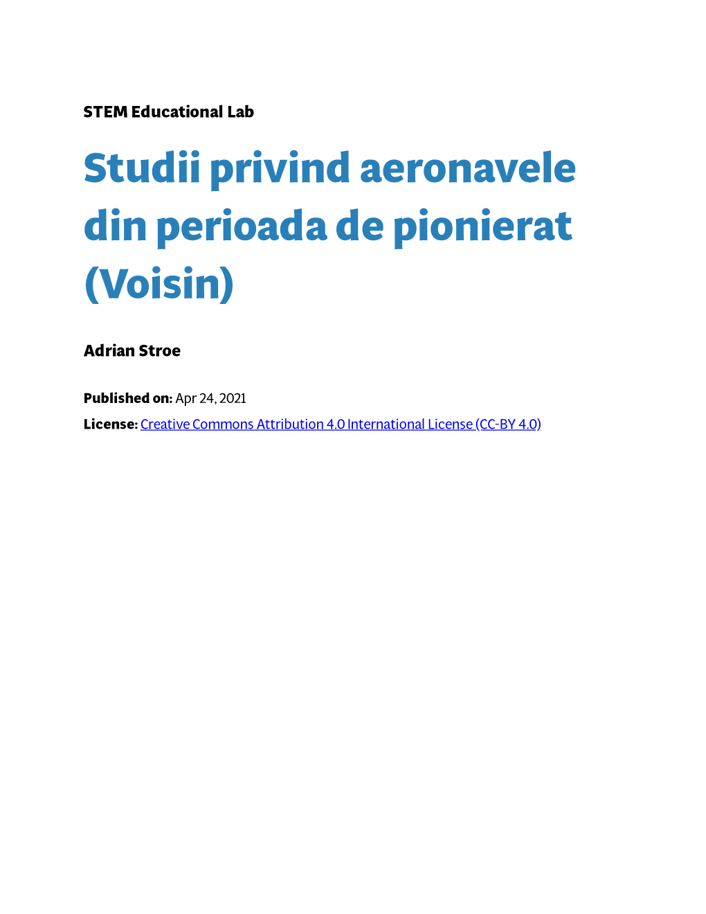 Studii Privind Aeronavele Din Perioada De Pionierat (Voisin)