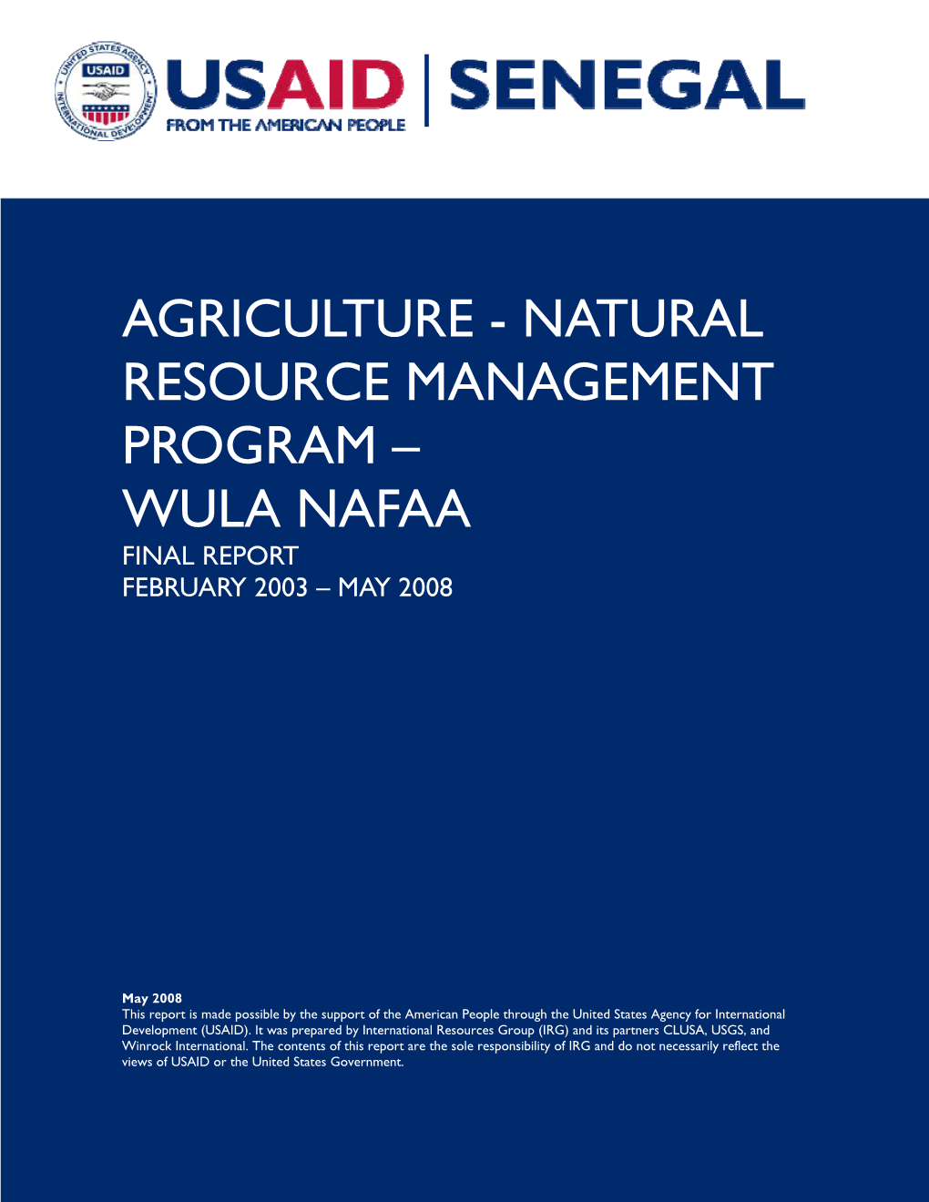 Wula Nafaa Final Report February 2003 – May 2008