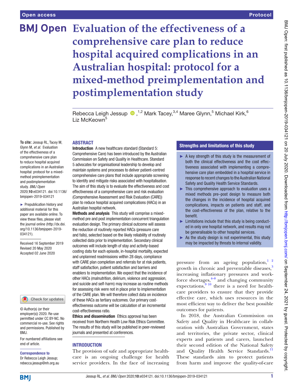 Evaluation of the Effectiveness of a Comprehensive Care Plan to Reduce