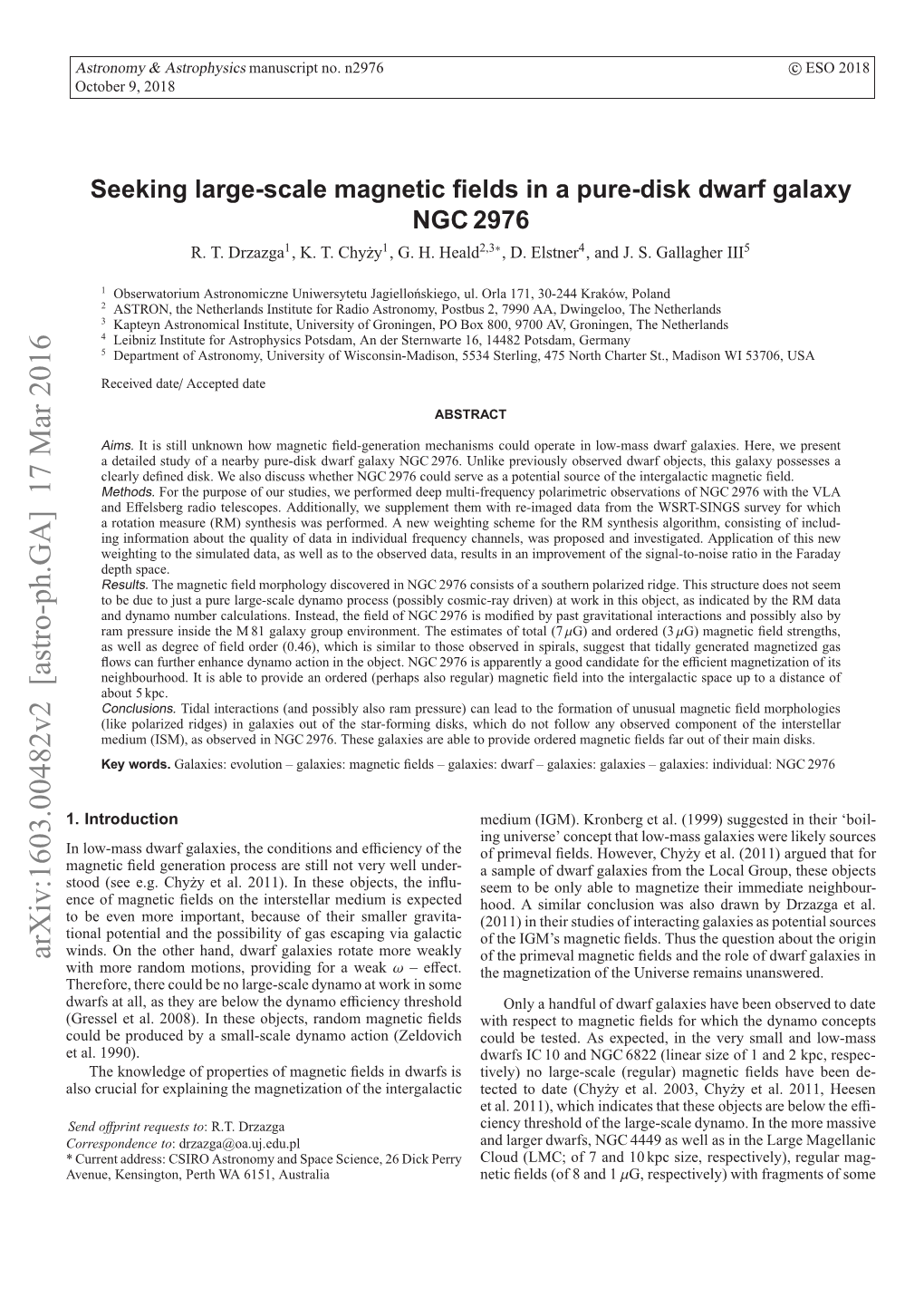 Seeking Large-Scale Magnetic Fields in a Pure-Disk Dwarf Galaxy NGC 2976