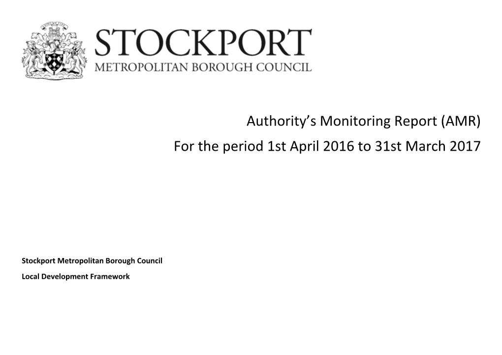 Authority's Monitoring Report (AMR) for the Period 1St April 2016 to 31St