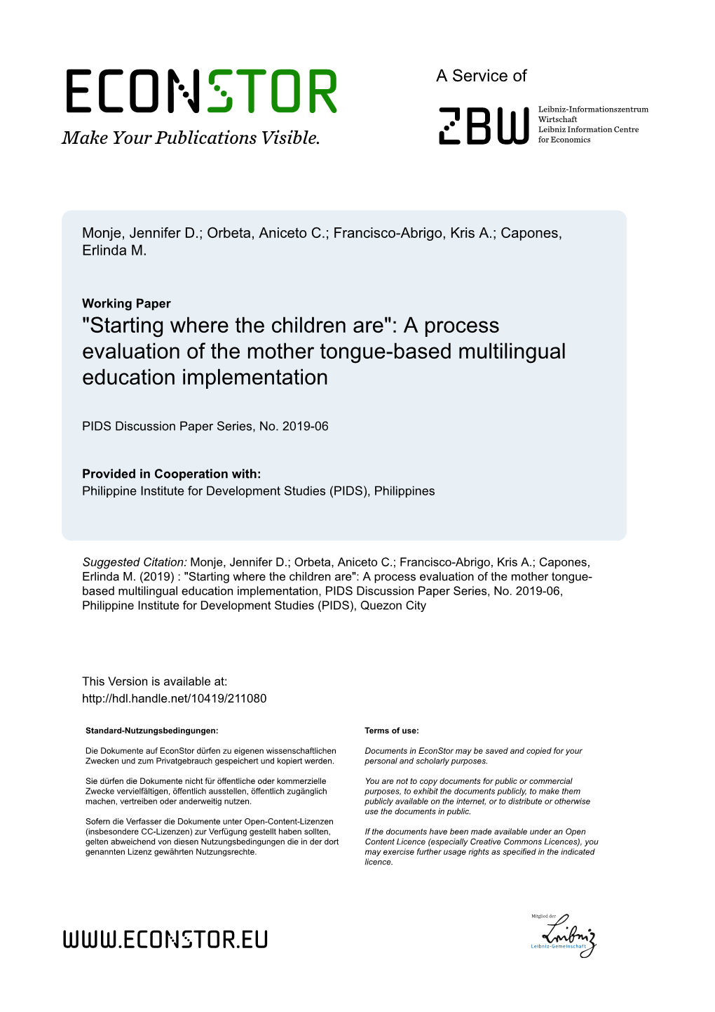 "Starting Where the Children Are": a Process Evaluation of the Mother Tongue-Based Multilingual Education Implementation