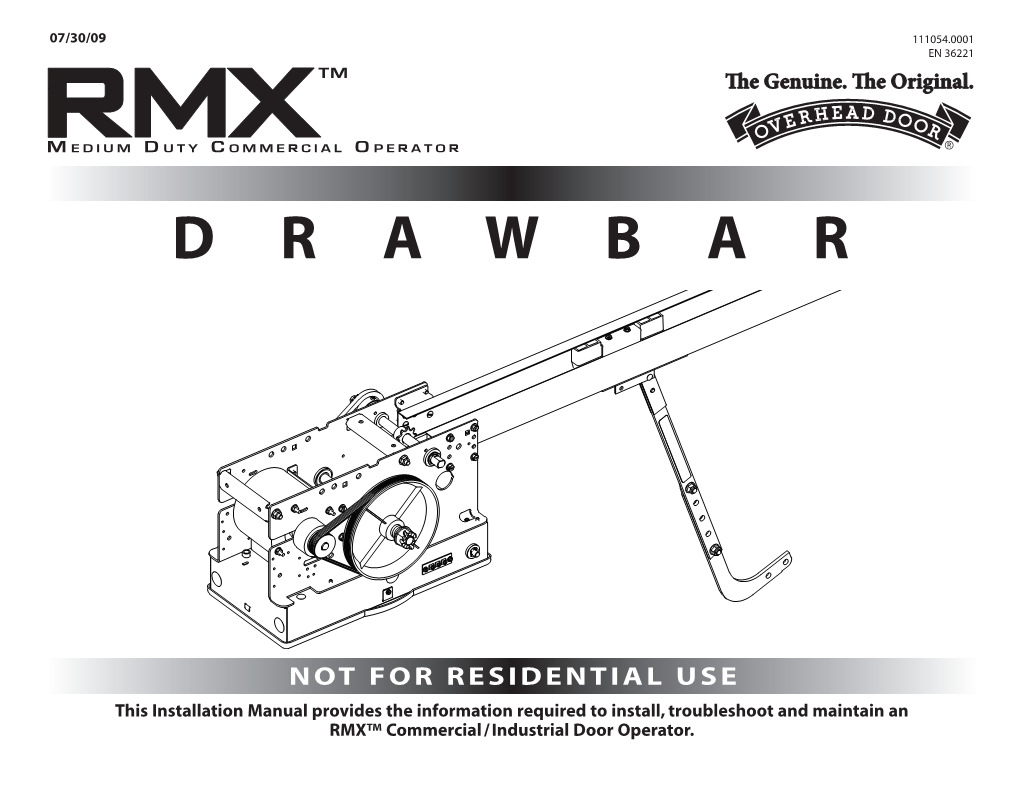 RMX Operator Sectional Drawbar Installation Instructions