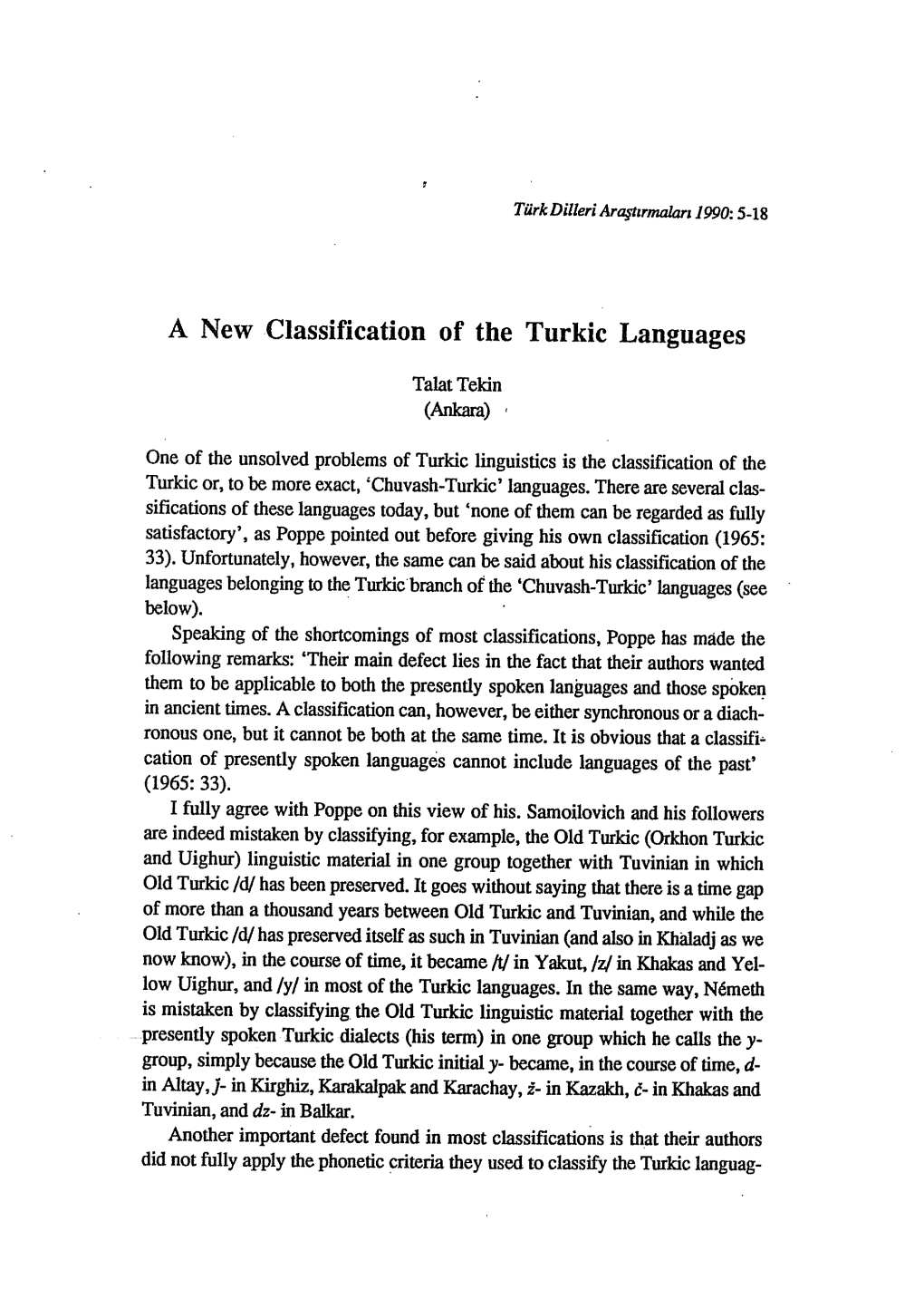 A Newclassification of the Turkic Languages