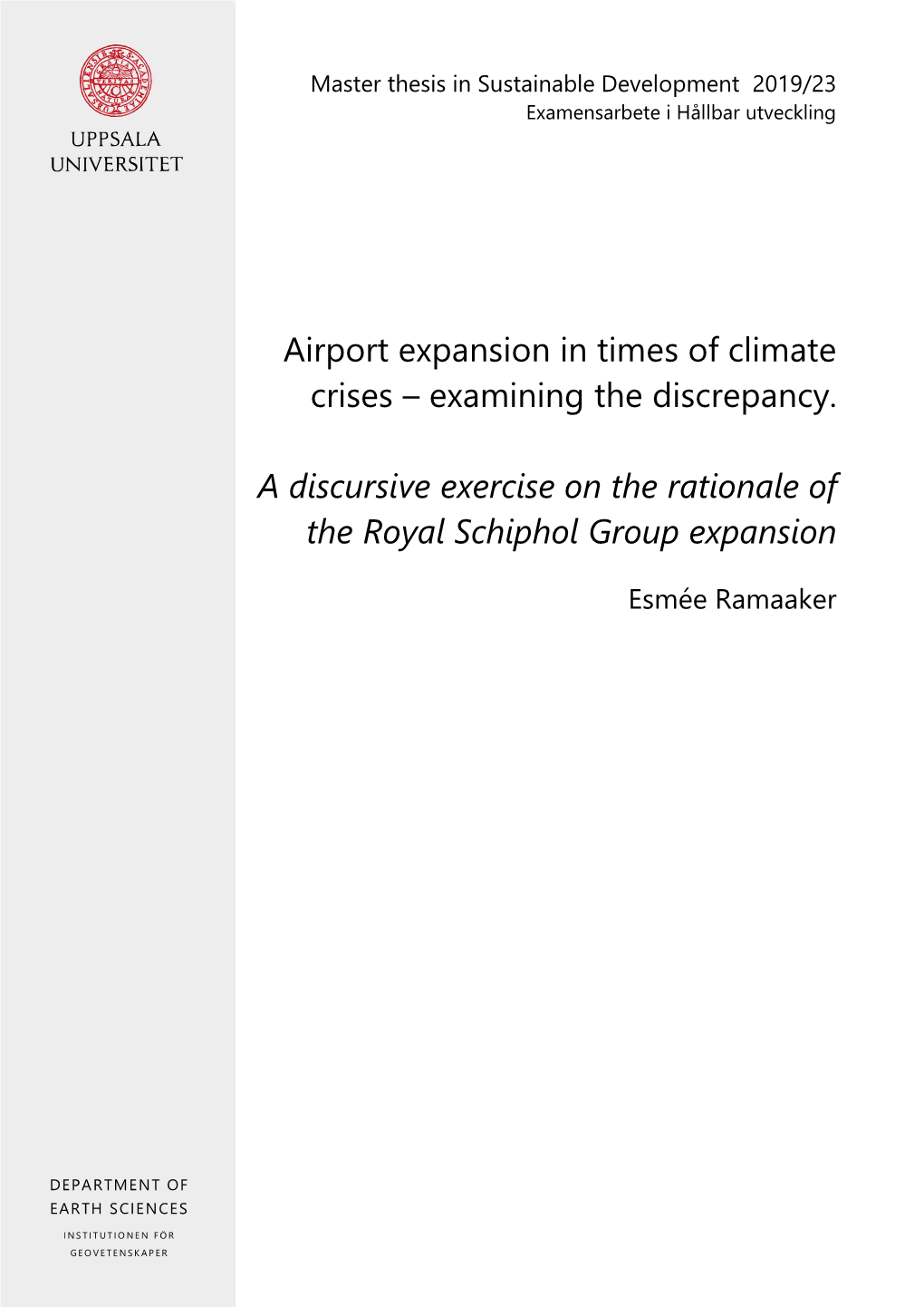 Airport Expansion in Times of Climate Crises – Examining the Discrepancy