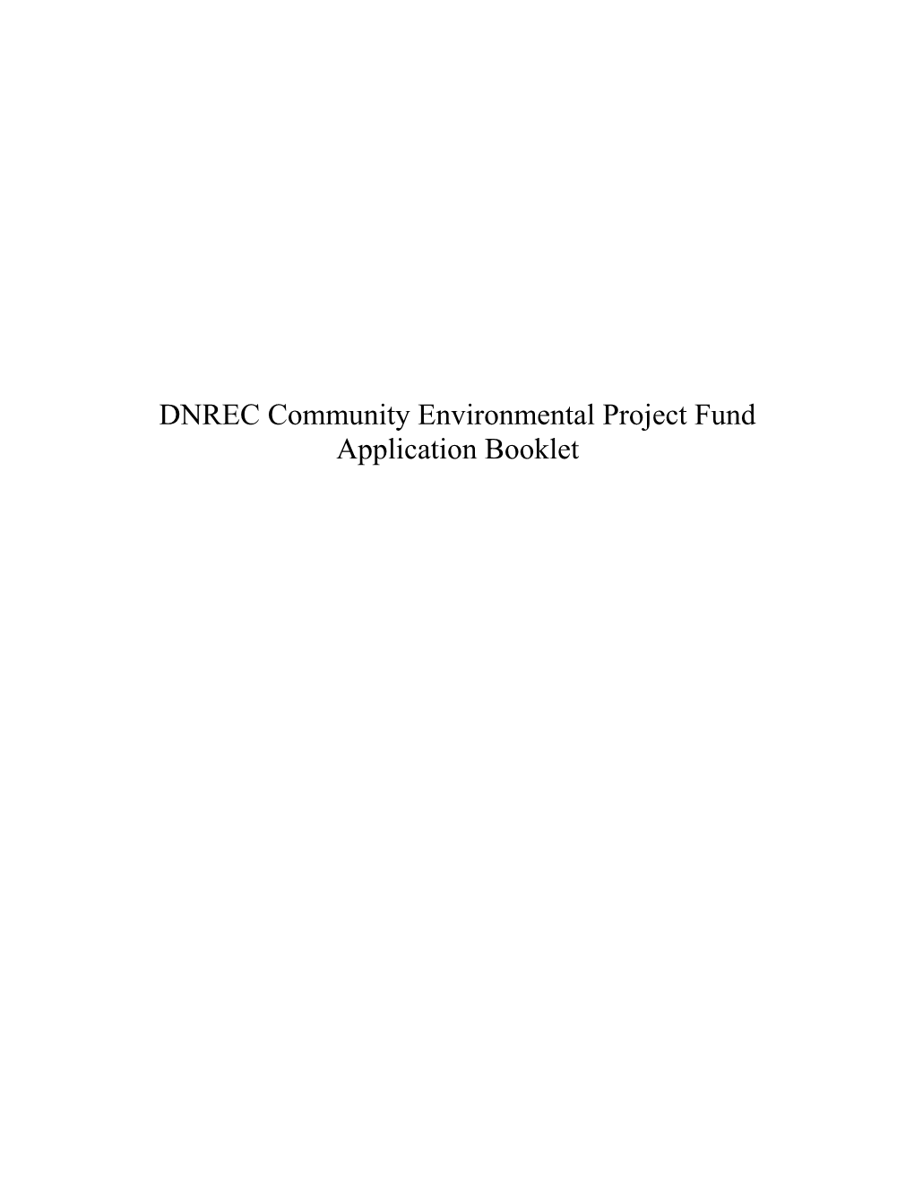 DNREC Community Environmental Project Fund