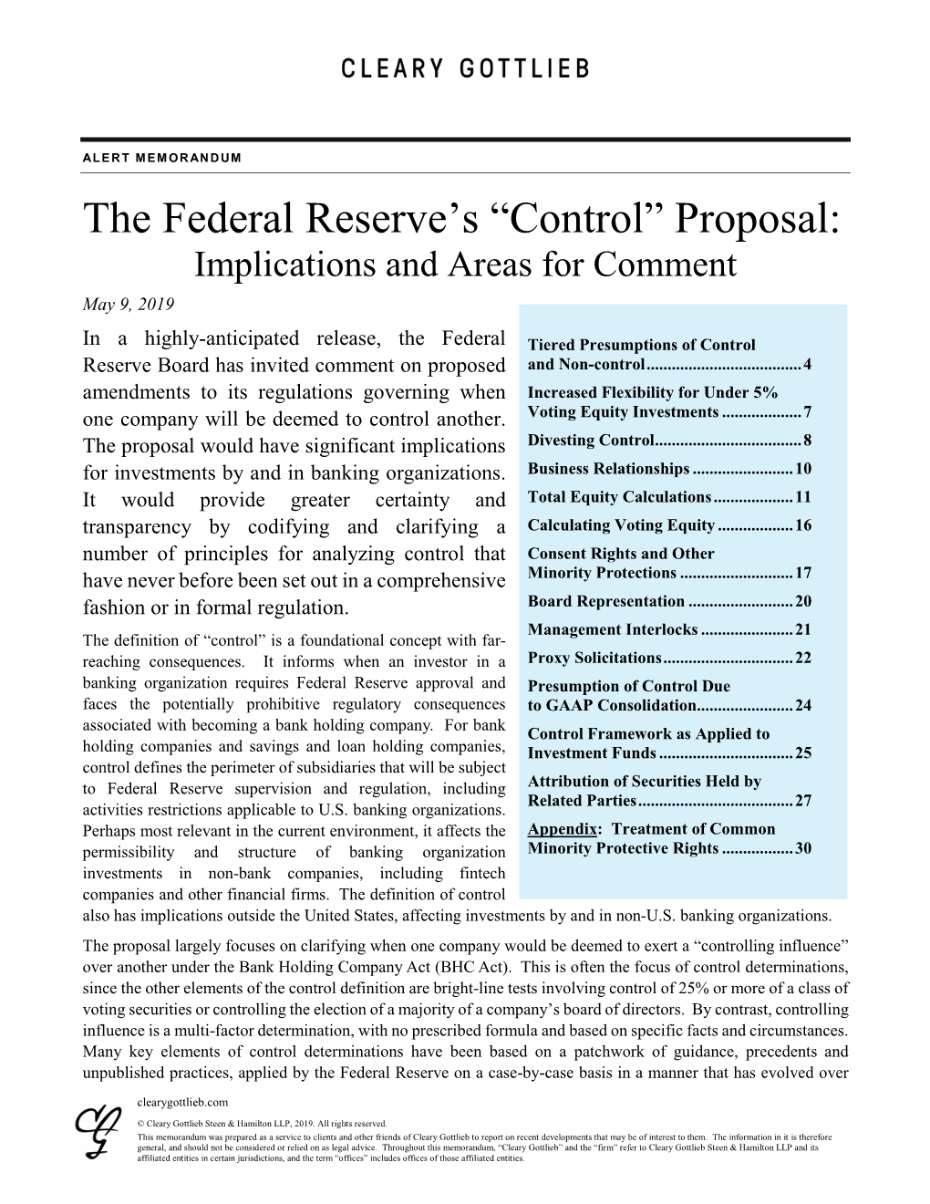 The Federal Reserve's “Control” Proposal