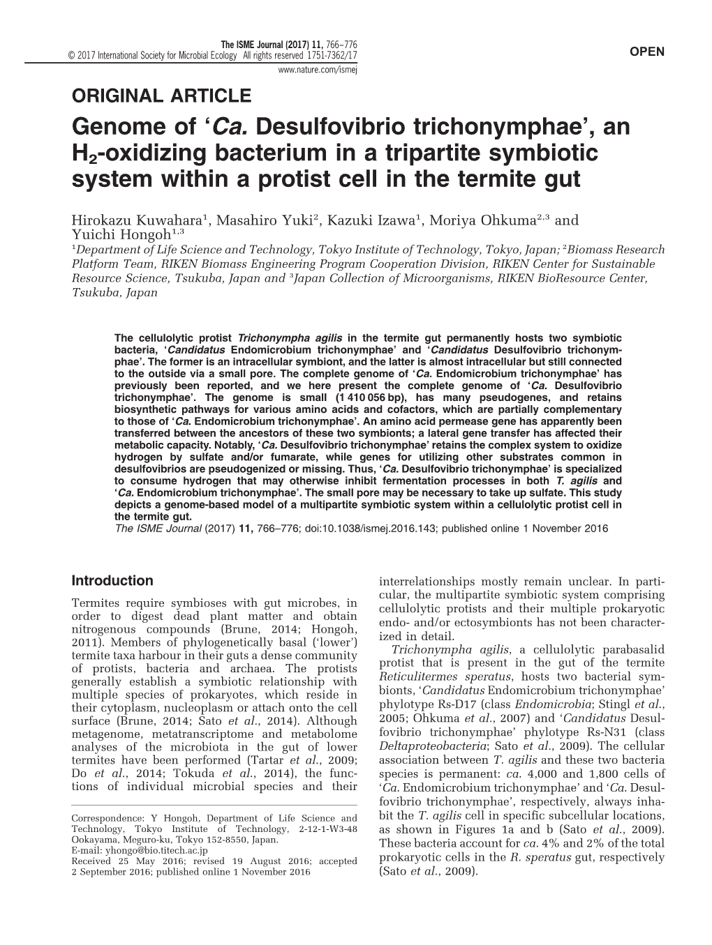 Genome of &Lsquo;Ca. Desulfovibrio Trichonymphae&Rsquo